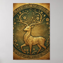 Arte Refinada de Cervo Florestal Minimalista Elega