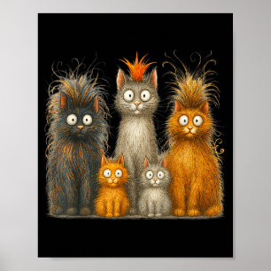 Poster Arte Retro de Gato Loucura Presente de Gatinho Eng