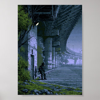 Poster Arte Retro de Pixel Noir Oficial Fumando