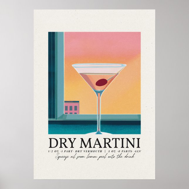 Poster Arte Retro Seca Martini Cor-De-Rosa (Frente)