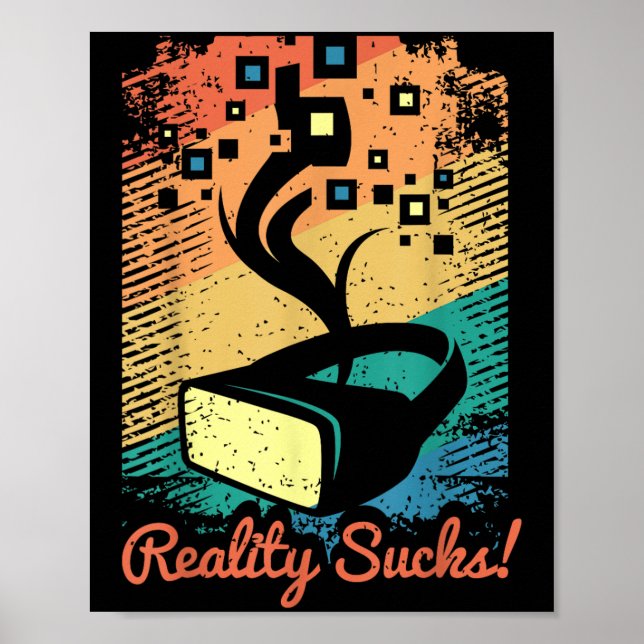 Poster Arte Retrotraída De Gráfico De Realidade Virtual P (Frente)