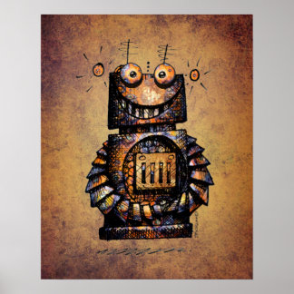 Póster Arte Robô Engraçado Rusty Steampunk