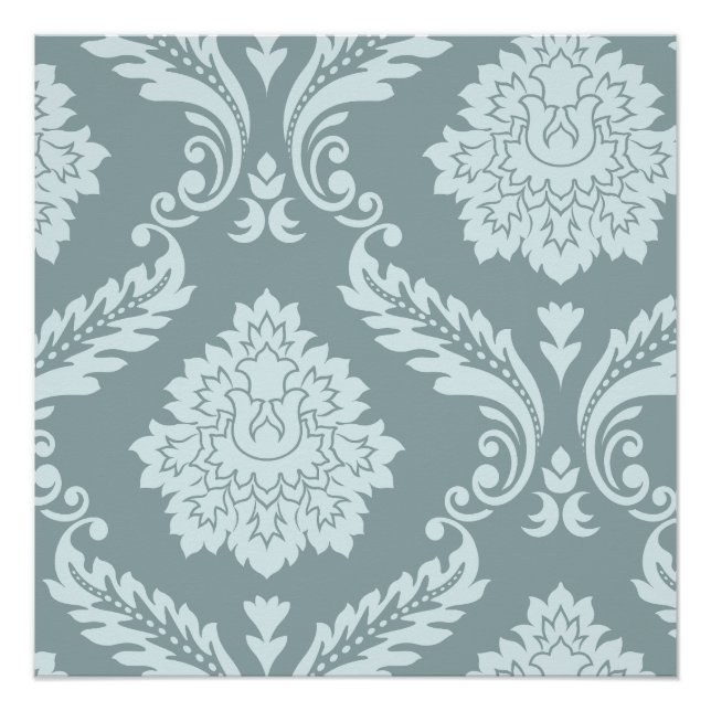 Póster Arte Rococó Damask I Azul Ovo de Pato+Turquesa (Frente)