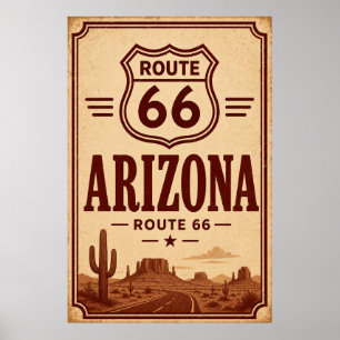 Poster Arte Rodoviário do Deserto do Arizona na Rota 66 V