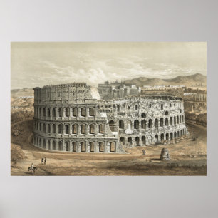 Póster Arte romana do vintage do coliseu