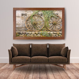 Poster Arte Rústica de Roda de Carroça na Parede – Decora