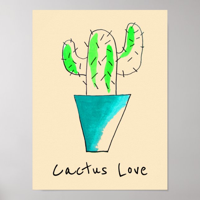 Poster Arte saguaro, fofa do cacto mexicano (Frente)