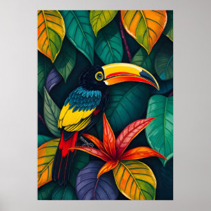 Poster Arte Selvagem Colorida em Turiano - Pássaro Tropic
