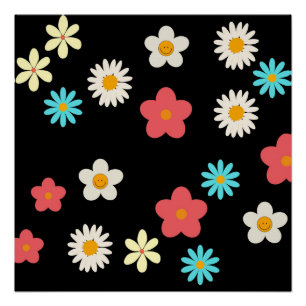 Póster Arte Selvagem Negra Y2K Ousada Flor Vibrante da Pr