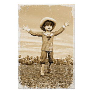 Póster Arte Sepia Nostálgica do Marinheiro Antigo