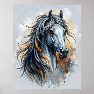 Poster Arte Soberana sobre Cavalos Detalhada Maneira Real