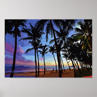 Poster Arte solar tropical com cores vibrantes