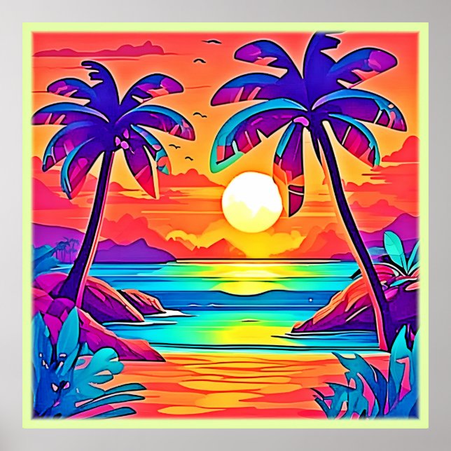 Poster Arte solar tropical vibrante (Frente)