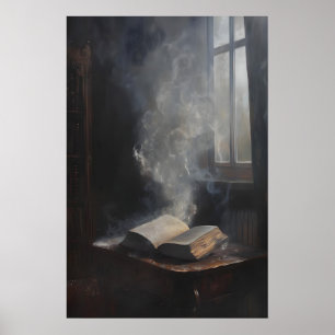 Poster Arte Sombria de Livro Antigo da Academia, Gótico
