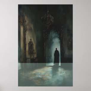 Poster Arte Sombria Gótica Vintage de Drácula, Castelo As