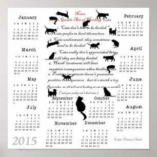 Póster Arte Suave de Conduzir Gatos...Calendário 2015