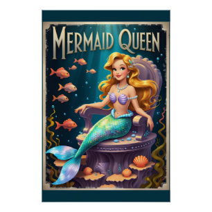 Póster Arte Subaquática de Desenho Animado da Rainha Sere
