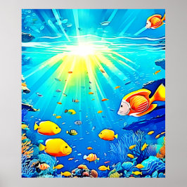 Poster Arte Sunlit Reef Life Glow