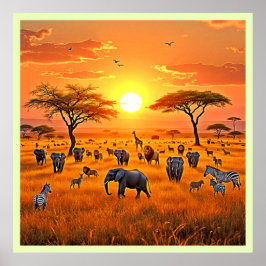 Poster Arte Sunset da savana africana