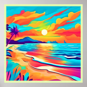 Poster Arte Sunset de Praia Vibrante