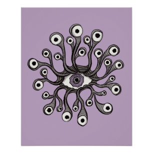 Póster Arte Surrealista Weirdcore de Olho Tentacular - Ro