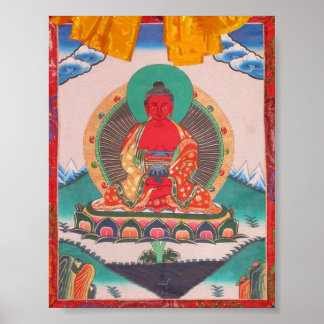 Poster Arte Thangka do Buda Amitabha Budista Tibetano