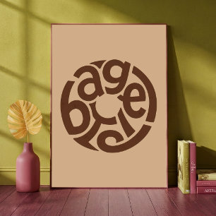 Poster Arte Tipográfico de Bagel Padaria Cozinha Aconcheg