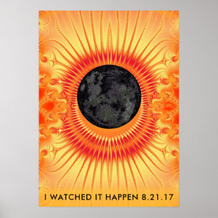 Poster Arte total do Fractal do eclipse solar