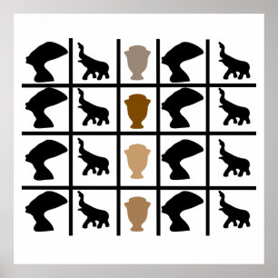 Poster Arte tradicional africana com símbolos e ornamento