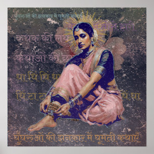 Poster Arte Tradicional de Dança Vintage Kathak Ghungroo 