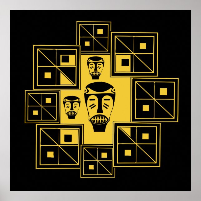 Poster Arte tribal abstrato africana (Frente)