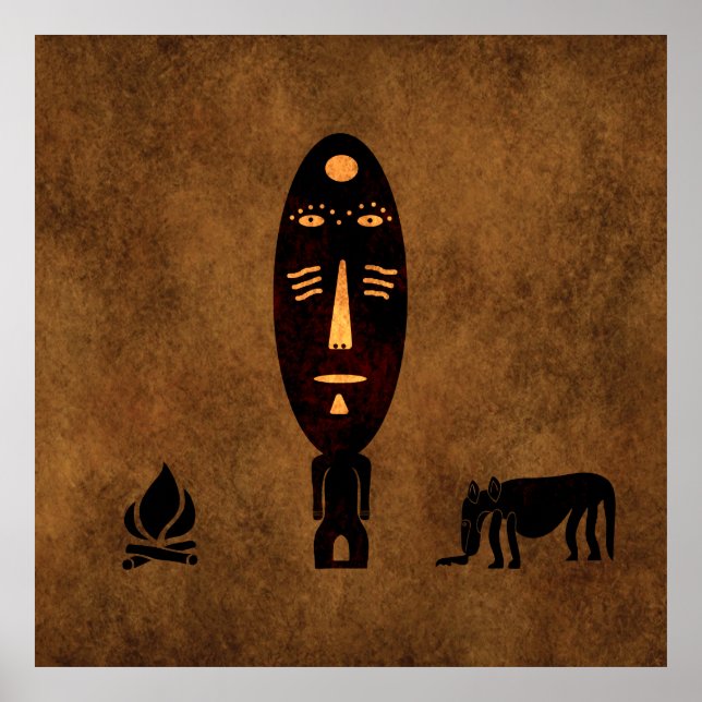 Poster Arte tribal africano abstrato contemporâneo vintag (Frente)