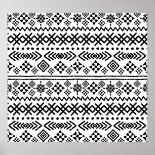 Poster Arte tribal boho: geométrico sem costura.