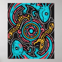 Arte Tribal da Batalha do Deus Asteca Xolotl com J