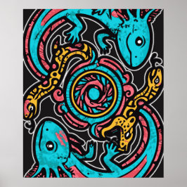Poster Arte Tribal da Batalha do Deus Asteca Xolotl com J