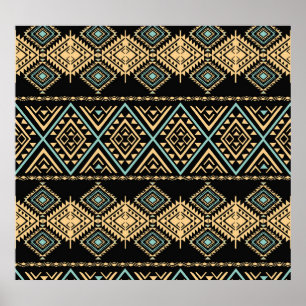 Poster Arte tribal, geometria étnica, padrão colorido.