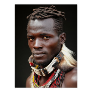 Póster Arte Tribal para um Homem Africano