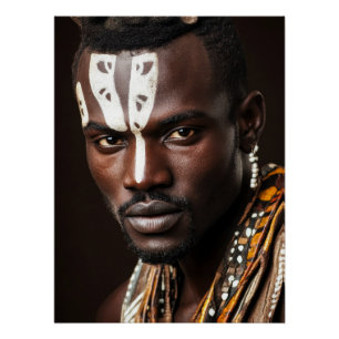 Póster Arte Tribal para um Homem Africano