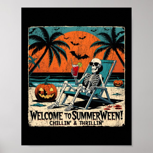 Poster Arte Tropical 1 do Halloween de Skeleton Beach (Frente)