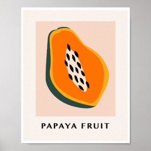 Poster Arte Tropical de Cozinha Minimalista de Mamão