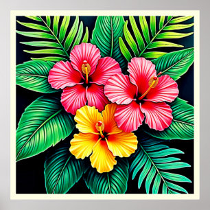 Poster Arte Tropical de Hibiscus Vibrant