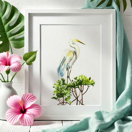 Poster Arte Tropical de Praia do Excelente White Heron