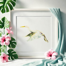 Poster Arte tropical do Herão Branco excelente