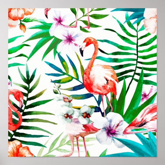 Poster Arte tropical flamingo (Frente)