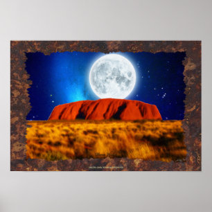 Poster Arte "Uluru Moon" do Ayers Rock da Austrália Outb