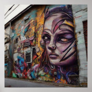 Poster Arte Urbana em Edifício Abandonado