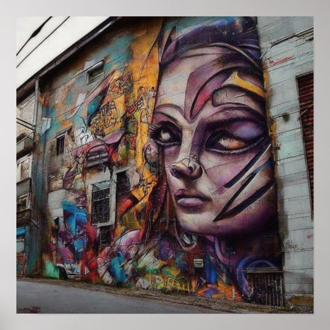 Poster Arte Urbana em Edifício Abandonado (Frente)