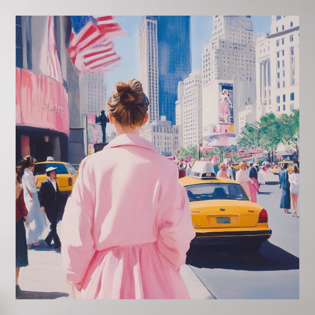 Poster Arte Urbana Vibrante com Charme Clássico de Nova Y (Frente)