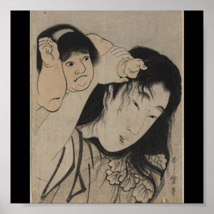 Poster Arte-Utamaro japonesa Kitagawa 4 do Poster-Vintage