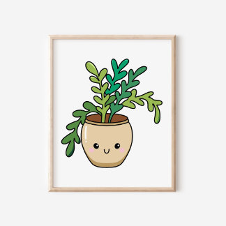 Poster Arte vegetal de Kawaii Cute